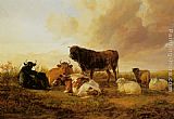 Thomas Sidney Cooper Cattle and Sheep in a Field painting
